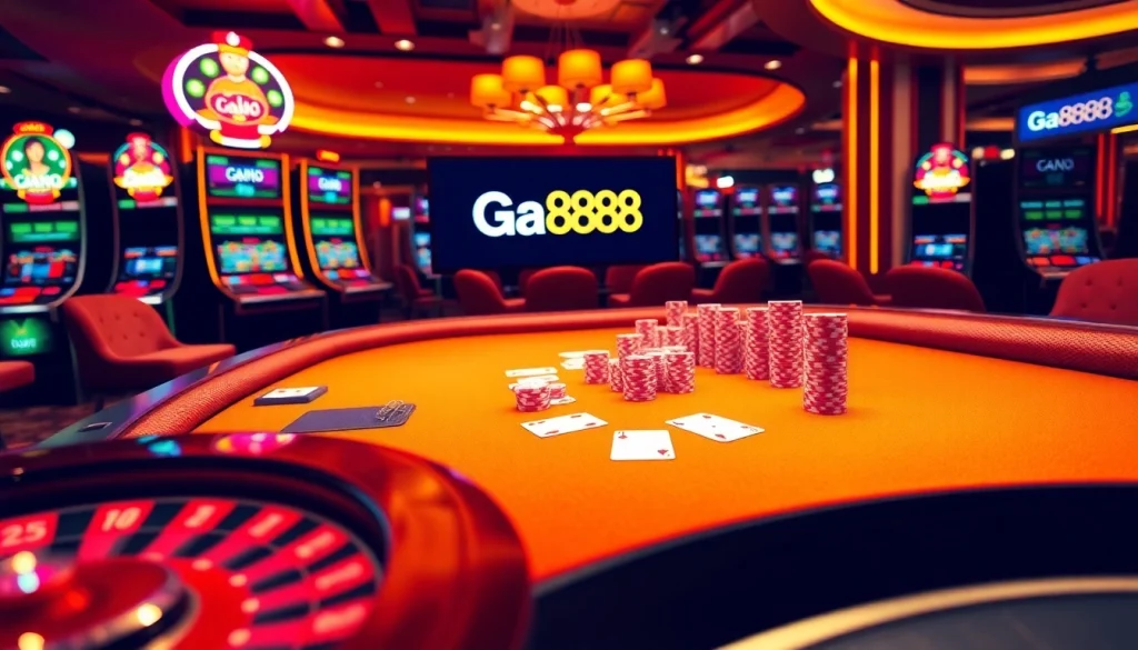 Experience thrilling action at Ga888, featuring vibrant casino tables and immersive online gambling interfaces.