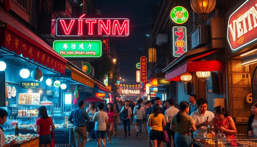 Explore the vibrant 베트남밤문화 with energetic nightlife scenes, neon bars, and street vendors.