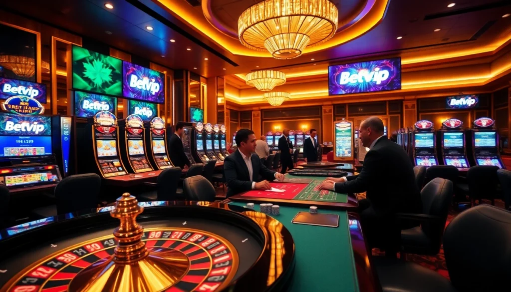 Trải nghiệm sự hứng khởi và sang trọng trong cảnh casino sôi động của Betvip, với các trò chơi hấp dẫn và những người chơi lộng lẫy.