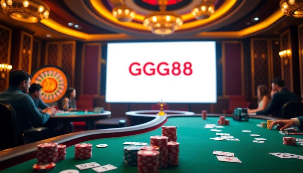 GG88 online casino players enjoying a vibrant gaming experience at luxury tables.