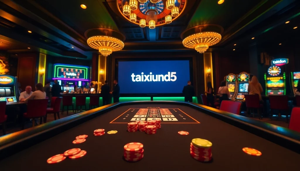 Exciting scene of taixiumd5 casino game setup with colorful chips and cards