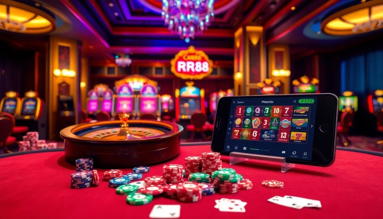 Experience thrilling gameplay at RR88 with luxurious casino ambiance and exciting betting action.