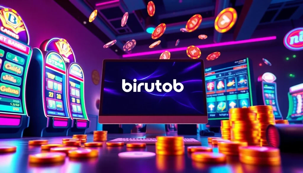 Adegan permainan Birutoto yang seru dengan warna-warna cerah dan suasana dinamis.