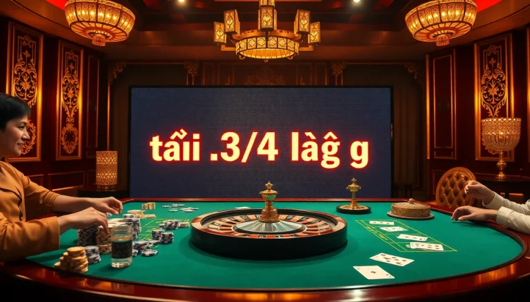 Engaging casino scene illustrating "tài 3.5/4 là gì" with chips, cards, and excitement.