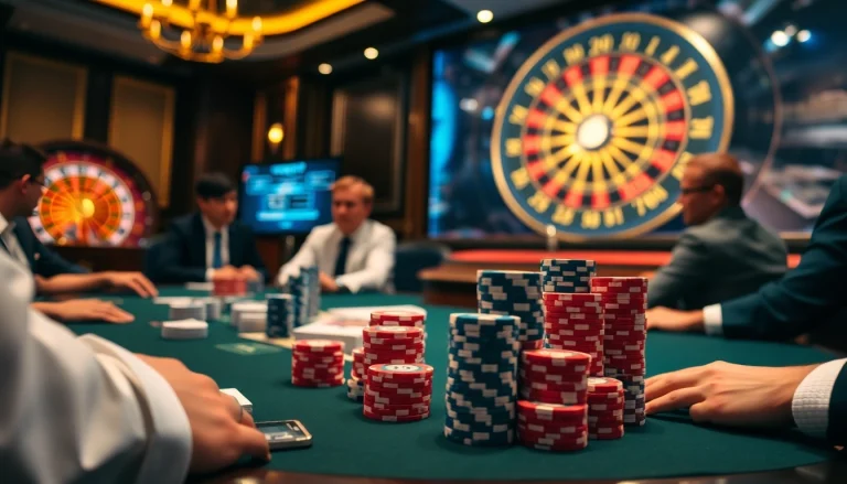 Engage in thrilling gameplay at 789pet's exciting casino atmosphere, featuring vibrant poker chips.