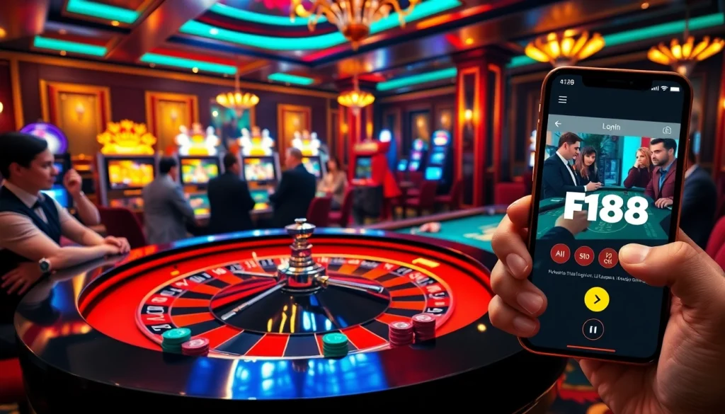 Experience F168's exciting casino atmosphere with vibrant games and luxury appeal.