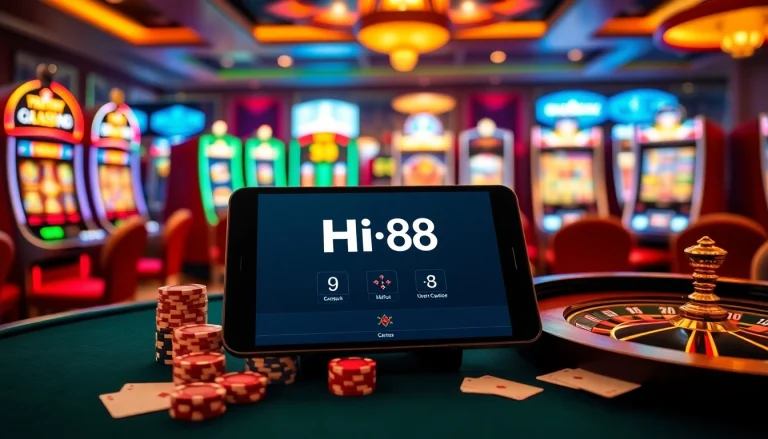 Experience the excitement of gambling at Hi88, with captivating casino scenes and engaging gameplay.