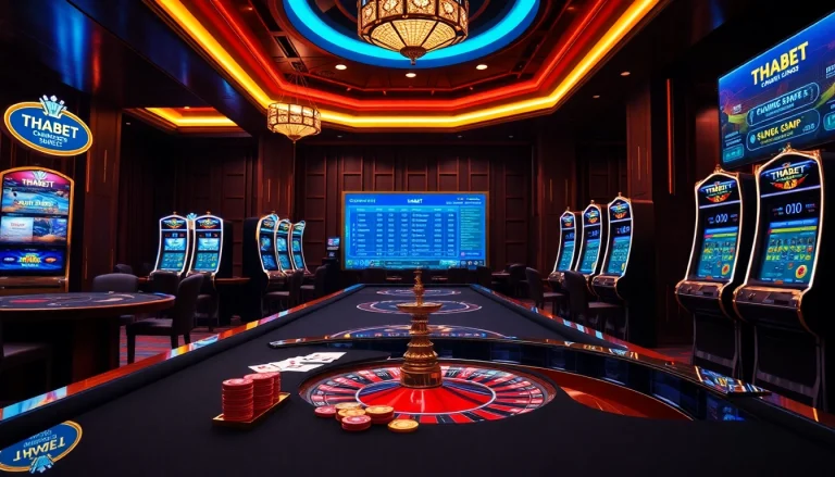 Experience top-tier gaming action at THABET with vibrant slot machines and exciting casino tables.