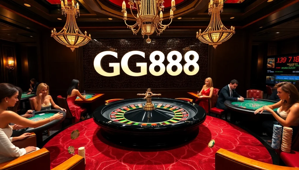 Players engaging in high-stakes gambling at a GG88 casino table surrounded by excitement.