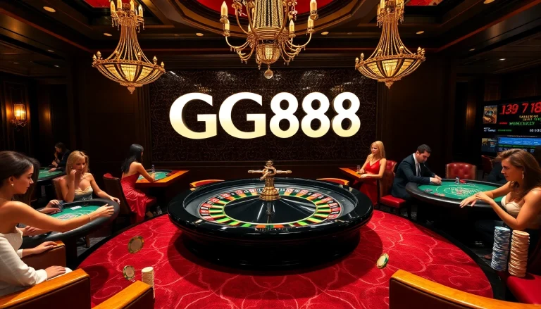 Players engaging in high-stakes gambling at a GG88 casino table surrounded by excitement.