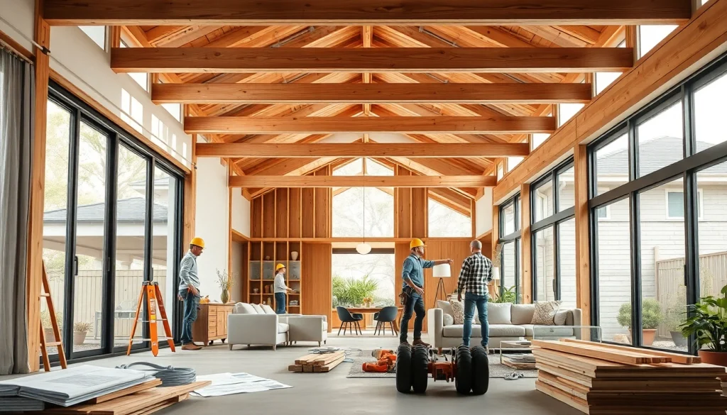 House extension construction featuring a modern open-plan living area being built in Melbourne.