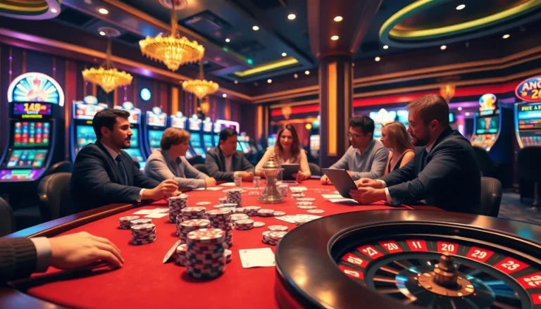 Players engaging at a luxurious poker table with chips and cards from https://king88b.us.com/.