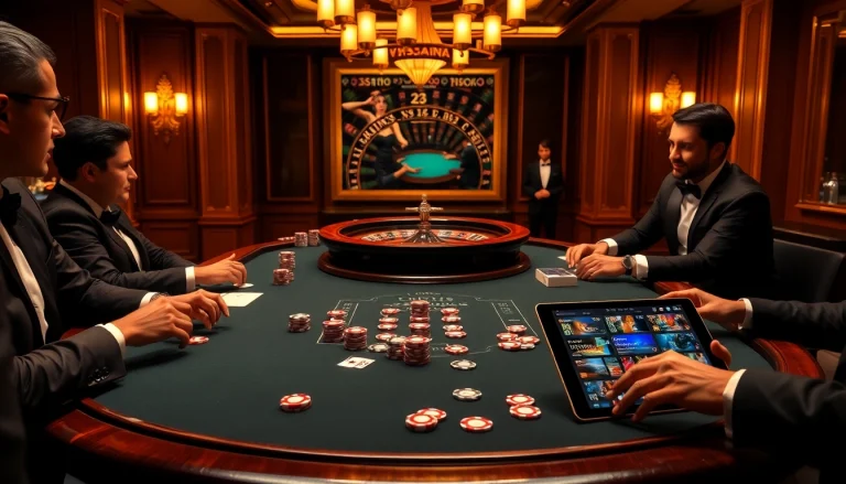Players experience high-stakes action at a luxurious poker table, capturing the vibe of https://vsbet3.net/ for online gambling.