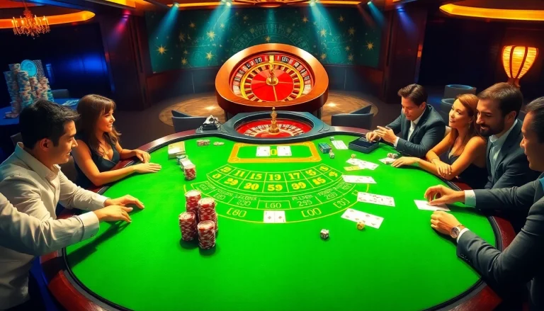 Players engaged in a high-stakes game at the blackjack table in a luxurious casino setting inspired by https://juliealexanderart.com/section/.