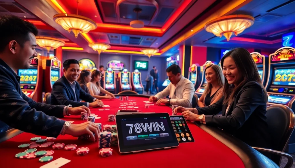 Experience the thrill of gambling at 78WIN with vibrant casino games and enthusiastic players.