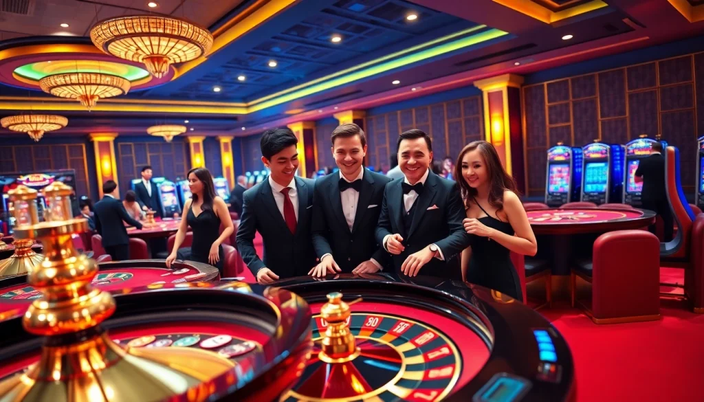 Experience the vibrant gaming atmosphere at RR88 casino with exciting tables and players.