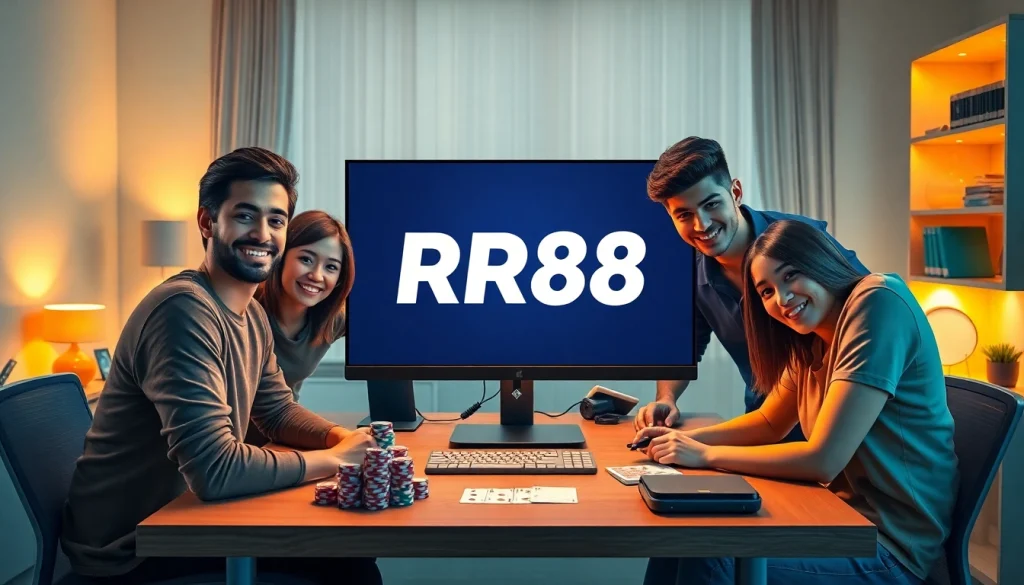 Engaging online betting platform interface featuring RR88, showcasing modern gaming elements.