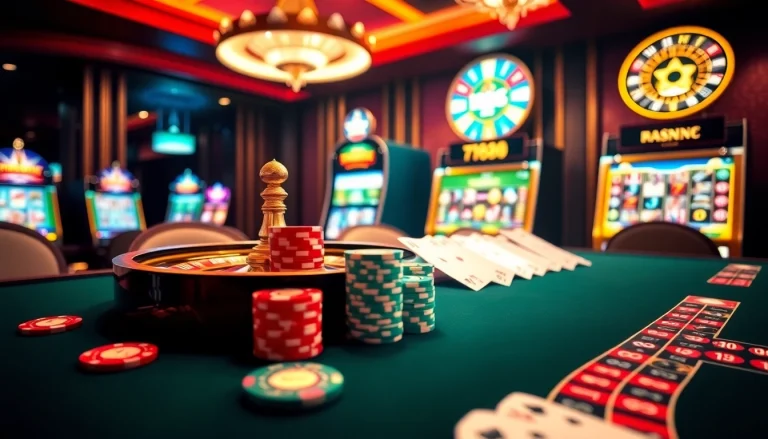 MM88 poker table with vibrant chips and cards, capturing the excitement of gambling.