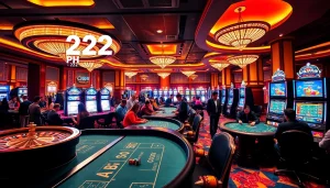 Experience the thrill of PH222 casino gaming with vibrant tables and slot machines.