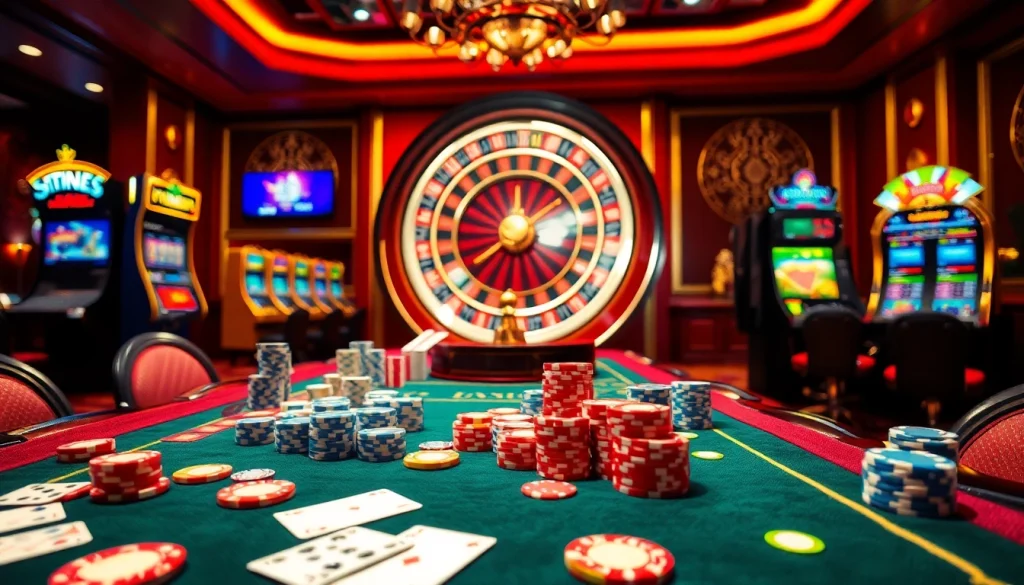 Experience excitement at https://m88zo.com/ with a vibrant casino scene featuring dynamic gambling elements.