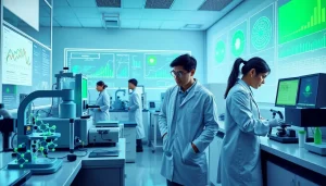 Research scientists exploring the effects of win55 in a modern lab setting.