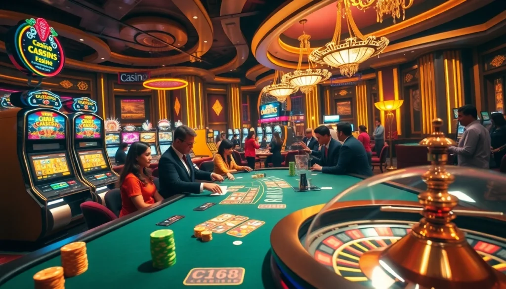 Gamble at c168 com with vibrant casino gameplay showcasing table games and slot machines.