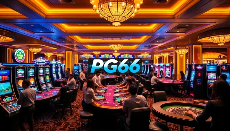 Join the excitement at PG66's vibrant casino gaming area with professional dealers and players.