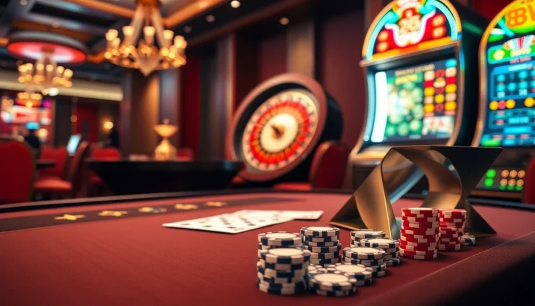 Experience the thrill of the 98 win casino with luxurious poker tables and vibrant slot machines.