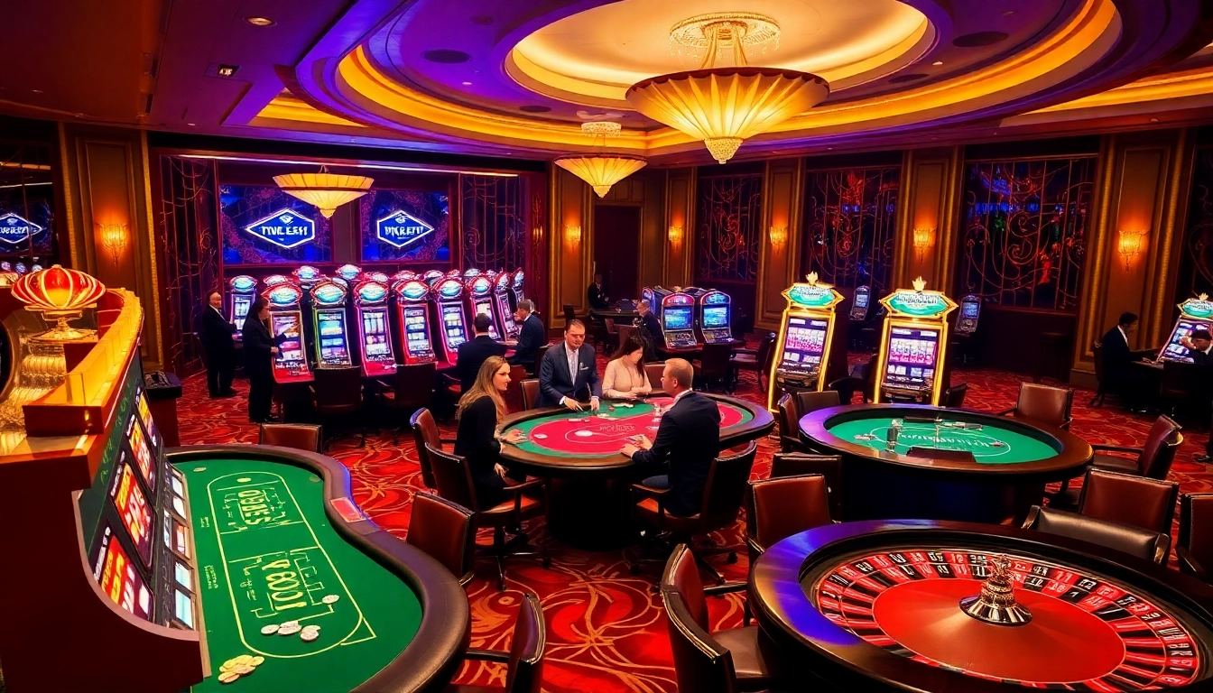 Engaging players winning at GG88 casino tables with vibrant poker chips and slot machines.