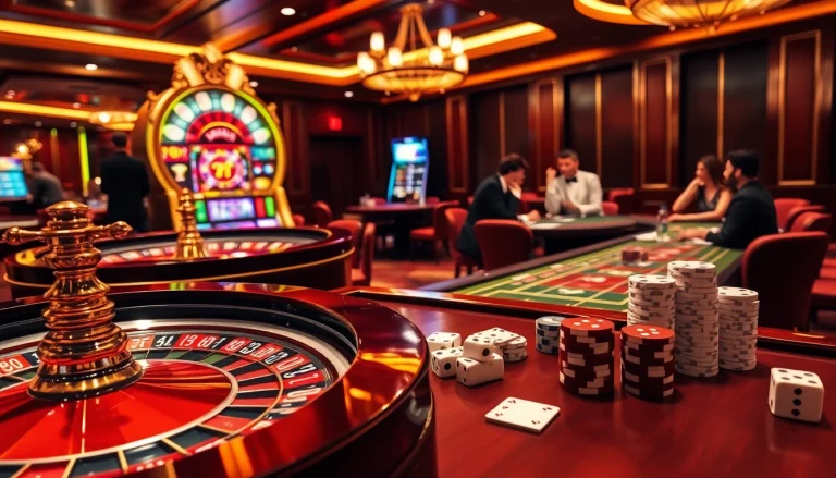 s88 vip high-stakes gambling scene featuring a vibrant roulette table and poker players.