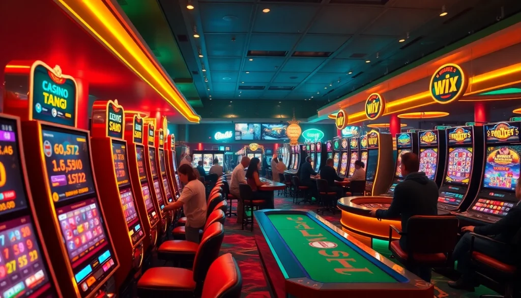 Exciting gaming scene at hm88 Com casino with players engaged at tables.