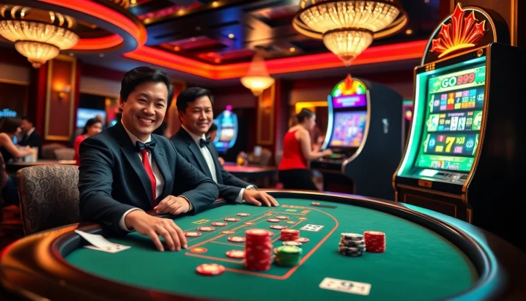 Experience thrilling gaming adventures at Go99 with vibrant casino scenes and exciting games.