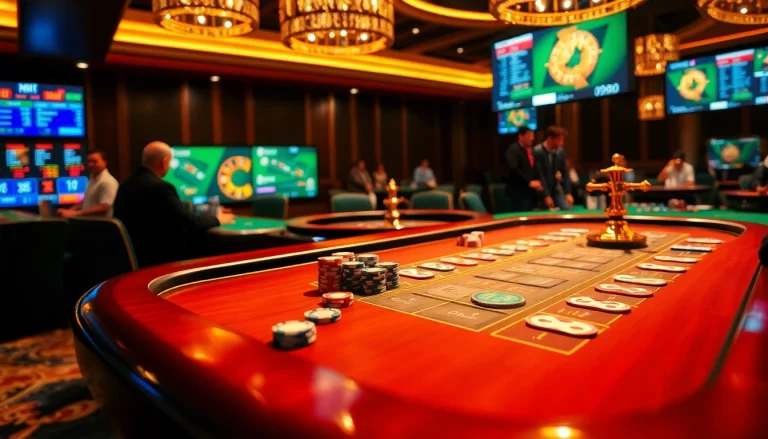 Experience the thrill of F8bet with a vibrant casino scene featuring poker chips, cards, and roulette.
