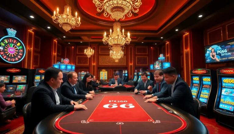 Players enjoying an exciting game at PG66 casino with vibrant tables and engaging atmosphere.