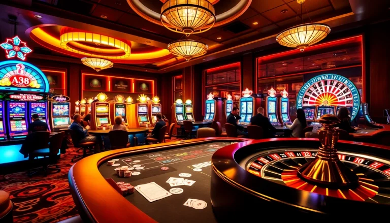 Experience the excitement of gambling at AX88 with vibrant poker tables and captivating slot machines.