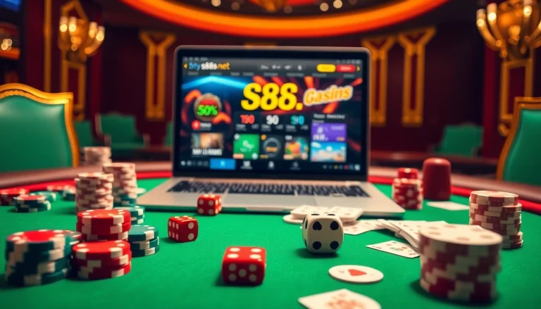 Experience high-stakes gaming at https://s88s.net/ with poker chips and online betting excitement.