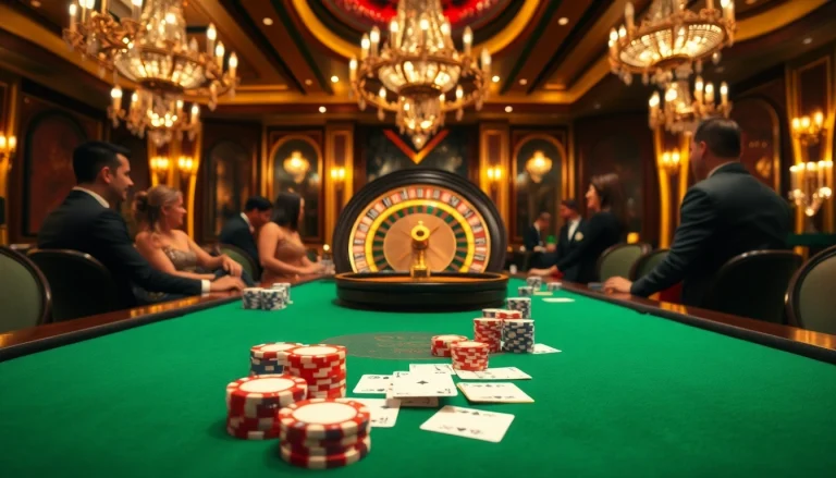 Experience the thrill of high-stakes gaming at https://sc88.bz/ with vibrant poker chips and a spinning roulette wheel.