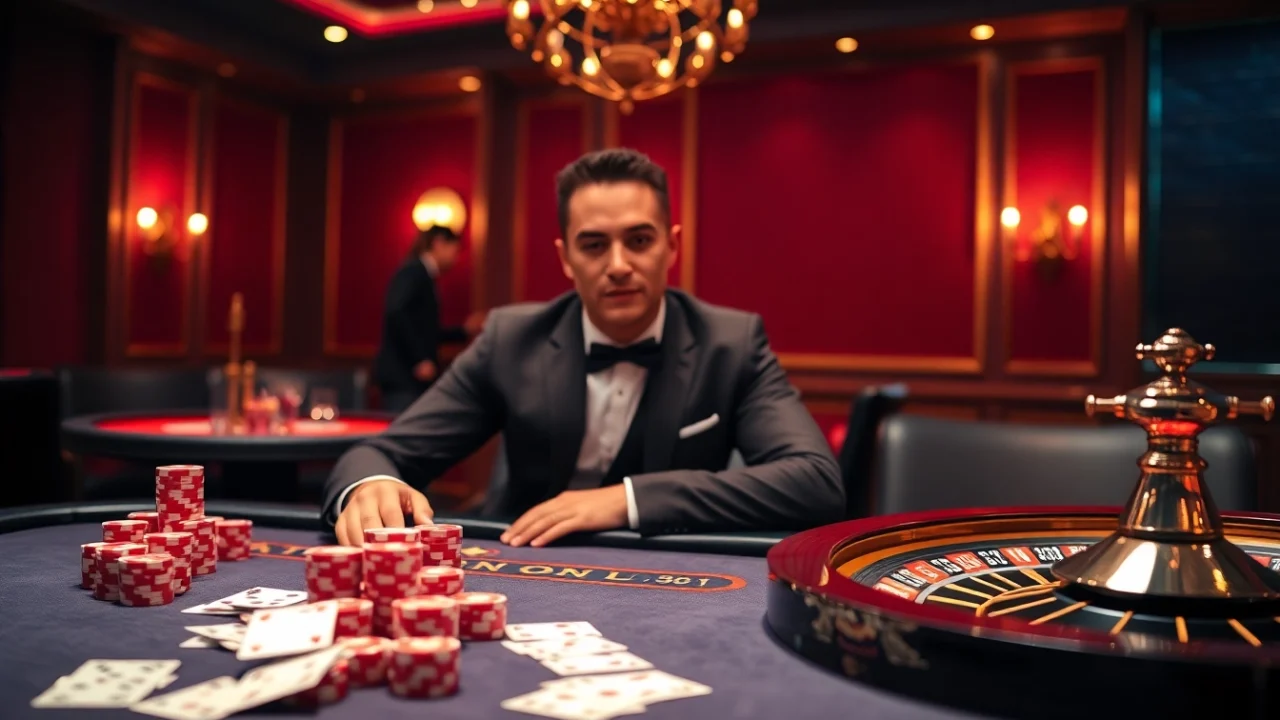 SX88 casino scene featuring a lively table game with poker chips and cards.