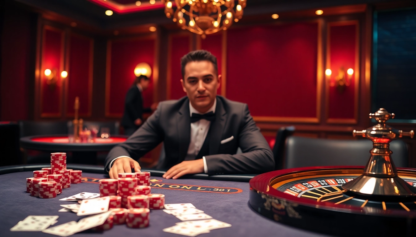 SX88 casino scene featuring a lively table game with poker chips and cards.
