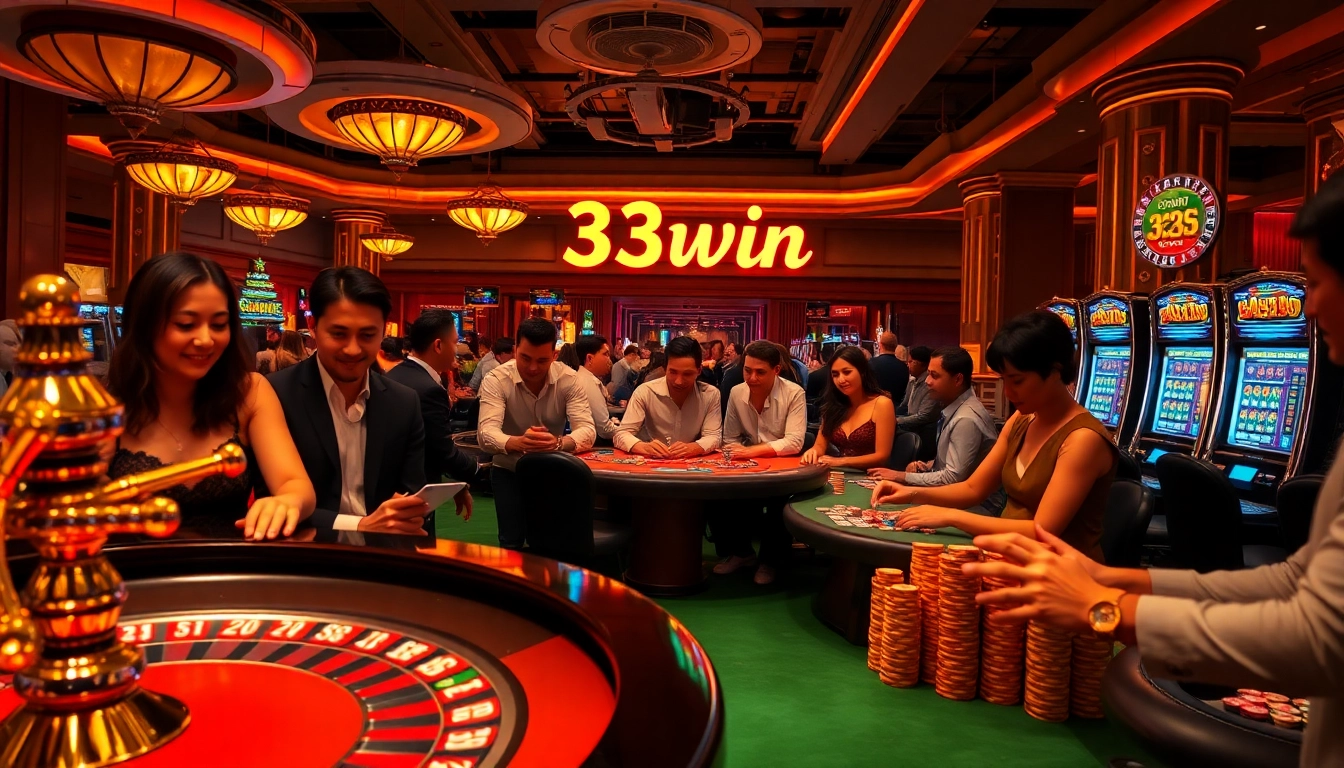 Experience the thrill of winning at 33win casino, where players engage in vibrant gambling action.