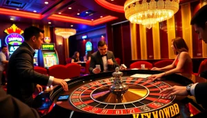 Exciting roulette action at 222bd casino with players engaging in vibrant gameplay.