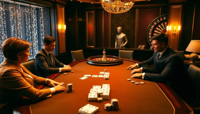 Play high-stakes poker at 8kbet with luxurious chips and vibrant casino ambiance.