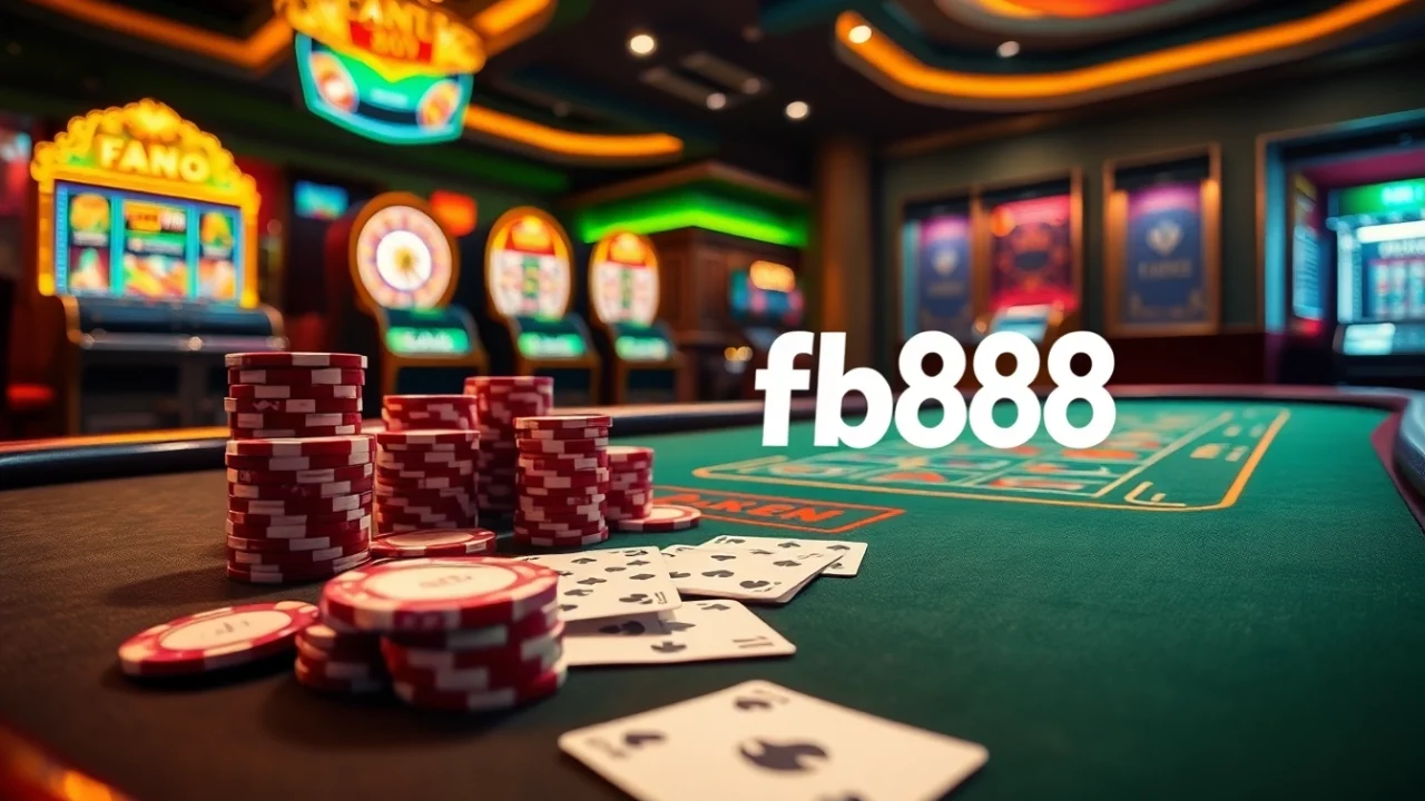 Experience thrilling gaming at fb88 with poker tables, vibrant slots, and roulette wheels.