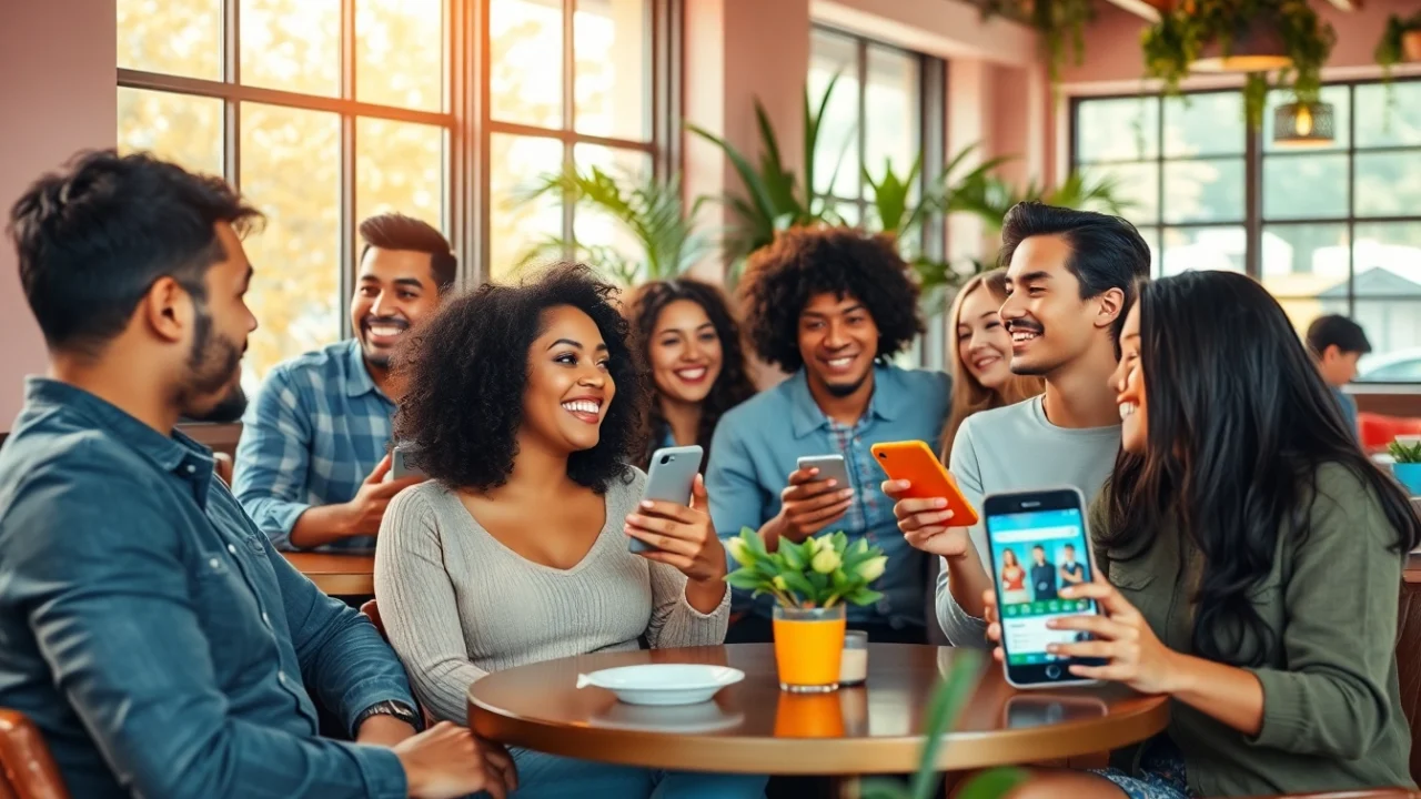 Enjoying casual conversations in a cozy café, highlighting the essence of https://okfun.uk.net/ for modern dating.