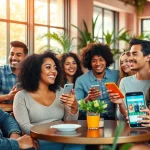 Enjoying casual conversations in a cozy café, highlighting the essence of https://okfun.uk.net/ for modern dating.