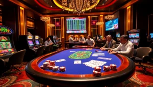 Players enjoying PS99 thể thao at a vibrant casino with exciting games and betting options.