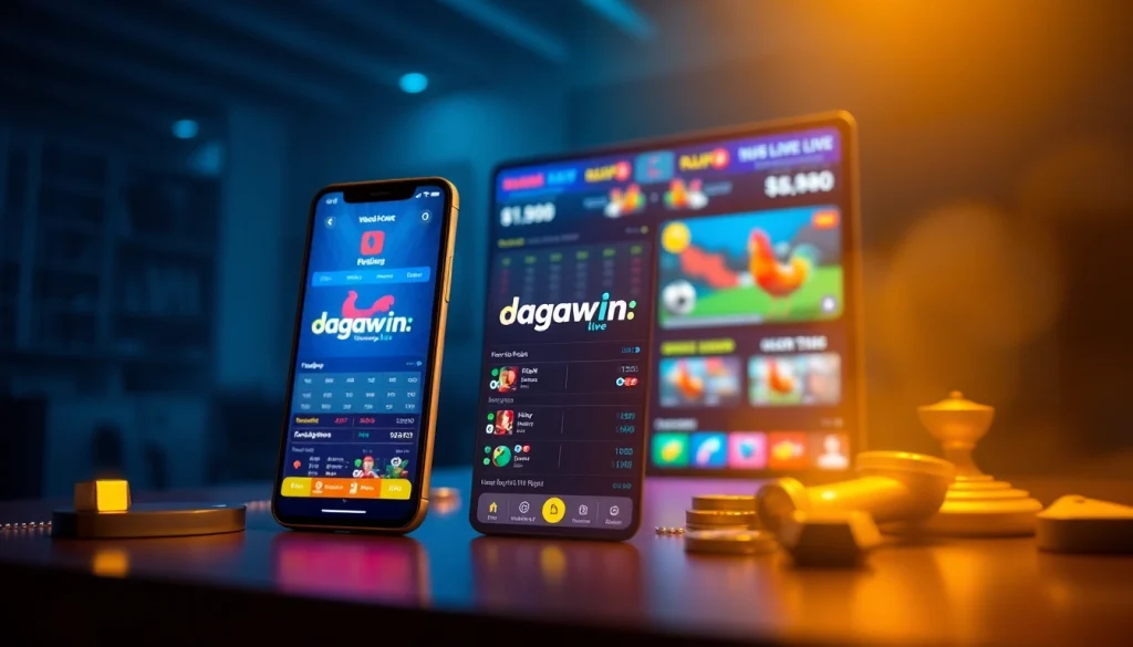 Experience live betting on dagawin.live with vibrant graphics and exciting cockfighting matches displayed.