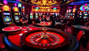 Experience thrilling gameplay at http://luck8f.cn.com/ with engaging poker and roulette tables surrounded by vibrant slots.