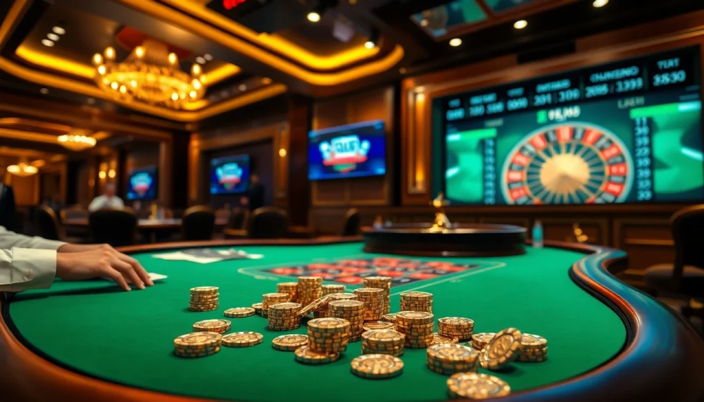 Intense poker game at Nhà Cái S8 with luxurious decor and thrilling atmosphere.