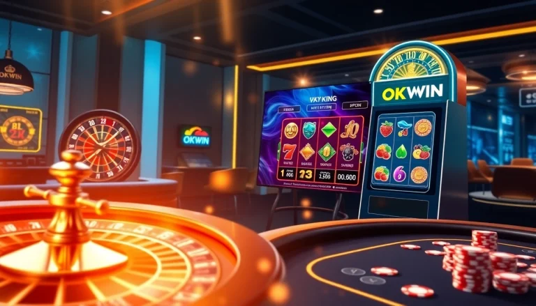 Engage in thrilling online gaming experiences at https://okwin.blog/ with dynamic visuals featuring roulette and poker tables.